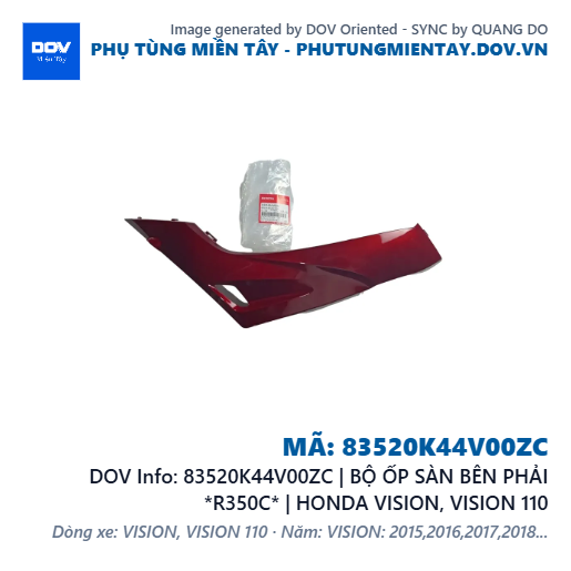 83520K44V00ZC | BỘ ỐP SÀN BÊN PHẢI *R350C* | HONDA VISION, VISION 110 — 83520K44V00ZC