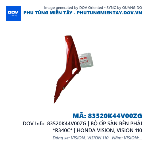 83520K44V00ZG | BỘ ỐP SÀN BÊN PHẢI *R340C* | HONDA VISION, VISION 110 — 83520K44V00ZG