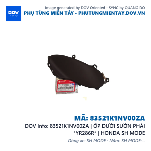 83521K1NV00ZA | ỐP DƯỚI SƯỜN PHẢI *YR286R* | HONDA SH MODE — 83521K1NV00ZA