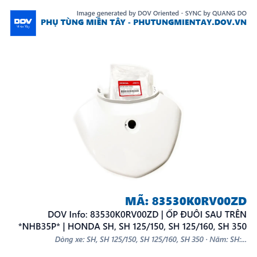 83530K0RV00ZD | ỐP ĐUÔI SAU TRÊN *NHB35P* | HONDA SH, SH 125/150, SH 125/160, SH 350 — 83530K0RV00ZD