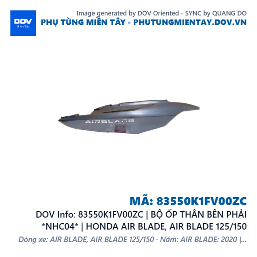83550K1FV00ZC | BỘ ỐP THÂN BÊN PHẢI *NHC04* | HONDA AIR BLADE, AIR BLADE 125/150 — 83550K1FV00ZC
