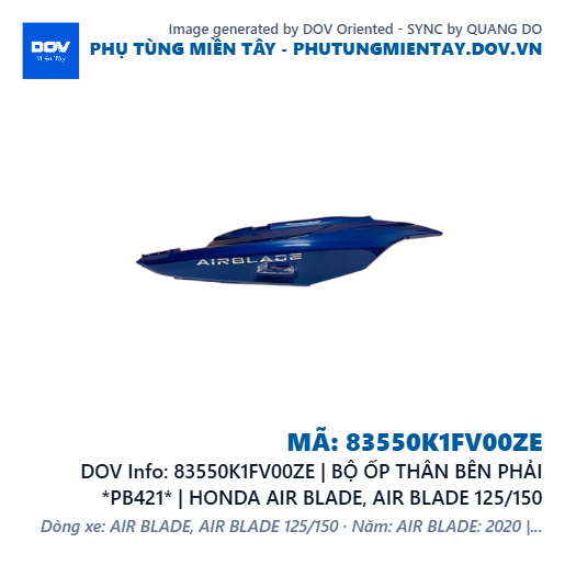 83550K1FV00ZE | BỘ ỐP THÂN BÊN PHẢI *PB421* | HONDA AIR BLADE, AIR BLADE 125/150 — 83550K1FV00ZE