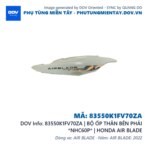 83550K1FV70ZA | BỘ ỐP THÂN BÊN PHẢI *NHC60P* | HONDA AIR BLADE — 83550K1FV70ZA