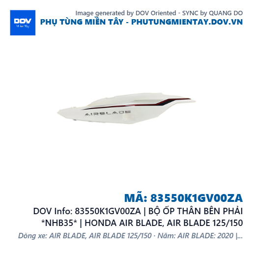 83550K1GV00ZA | BỘ ỐP THÂN BÊN PHẢI *NHB35* | HONDA AIR BLADE, AIR BLADE 125/150 — 83550K1GV00ZA