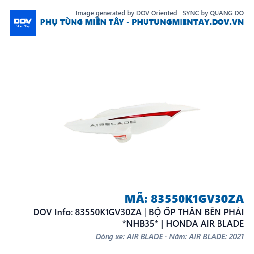 83550K1GV30ZA | BỘ ỐP THÂN BÊN PHẢI *NHB35* | HONDA AIR BLADE — 83550K1GV30ZA