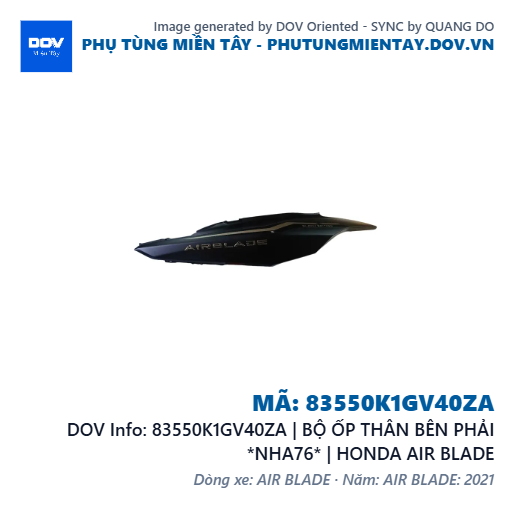 83550K1GV40ZA | BỘ ỐP THÂN BÊN PHẢI *NHA76* | HONDA AIR BLADE — 83550K1GV40ZA