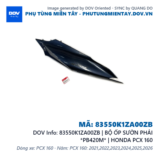83550K1ZA00ZB | BỘ ỐP SƯỜN PHẢI *PB420M* | HONDA PCX 160 — 83550K1ZA00ZB