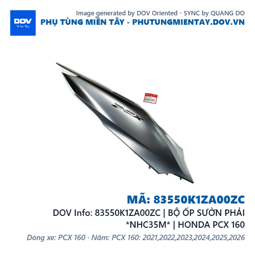 83550K1ZA00ZC | BỘ ỐP SƯỜN PHẢI *NHC35M* | HONDA PCX 160 — 83550K1ZA00ZC