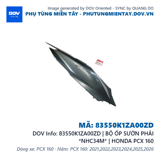 83550K1ZA00ZD | BỘ ỐP SƯỜN PHẢI *NHC34M* | HONDA PCX 160 — 83550K1ZA00ZD
