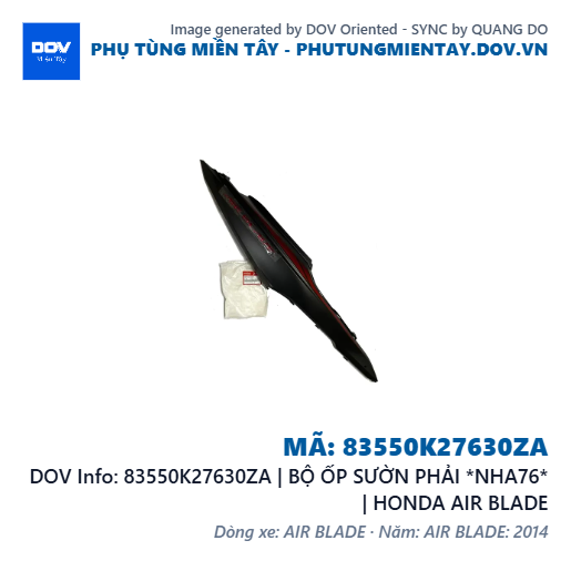83550K27630ZA | BỘ ỐP SƯỜN PHẢI *NHA76* | HONDA AIR BLADE — 83550K27630ZA