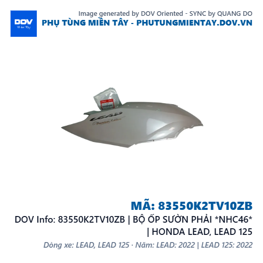 83550K2TV10ZB | BỘ ỐP SƯỜN PHẢI *NHC46* | HONDA LEAD, LEAD 125 — 83550K2TV10ZB