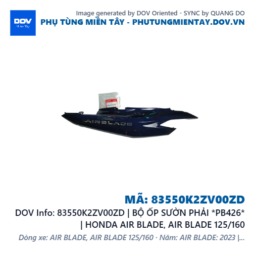 83550K2ZV00ZD | BỘ ỐP SƯỜN PHẢI *PB426* | HONDA AIR BLADE, AIR BLADE 125/160 — 83550K2ZV00ZD
