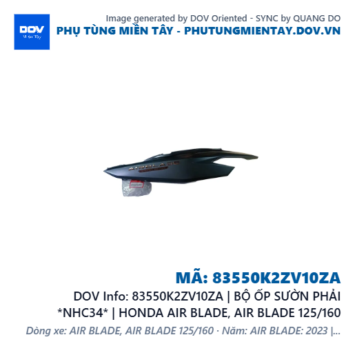 83550K2ZV10ZA | BỘ ỐP SƯỜN PHẢI *NHC34* | HONDA AIR BLADE, AIR BLADE 125/160 — 83550K2ZV10ZA