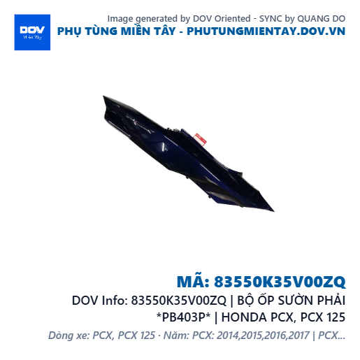 83550K35V00ZQ | BỘ ỐP SƯỜN PHẢI *PB403P* | HONDA PCX, PCX 125 — 83550K35V00ZQ