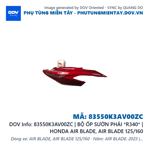 83550K3AV00ZC | BỘ ỐP SƯỜN PHẢI *R340* | HONDA AIR BLADE, AIR BLADE 125/160 — 83550K3AV00ZC