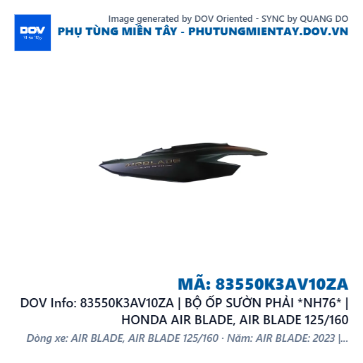 83550K3AV10ZA | BỘ ỐP SƯỜN PHẢI *NH76* | HONDA AIR BLADE, AIR BLADE 125/160 — 83550K3AV10ZA