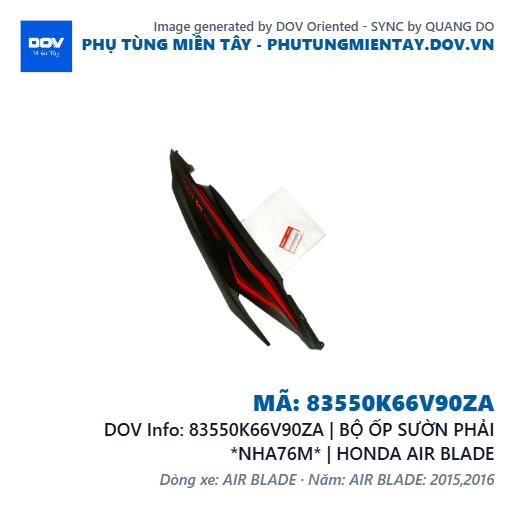 83550K66V90ZA | BỘ ỐP SƯỜN PHẢI *NHA76M* | HONDA AIR BLADE — 83550K66V90ZA