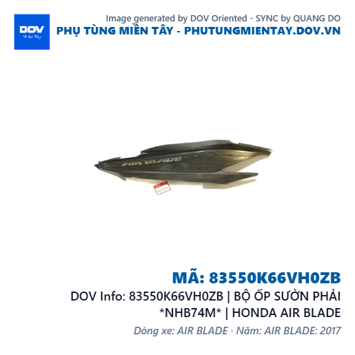 83550K66VH0ZB | BỘ ỐP SƯỜN PHẢI *NHB74M* | HONDA AIR BLADE — 83550K66VH0ZB